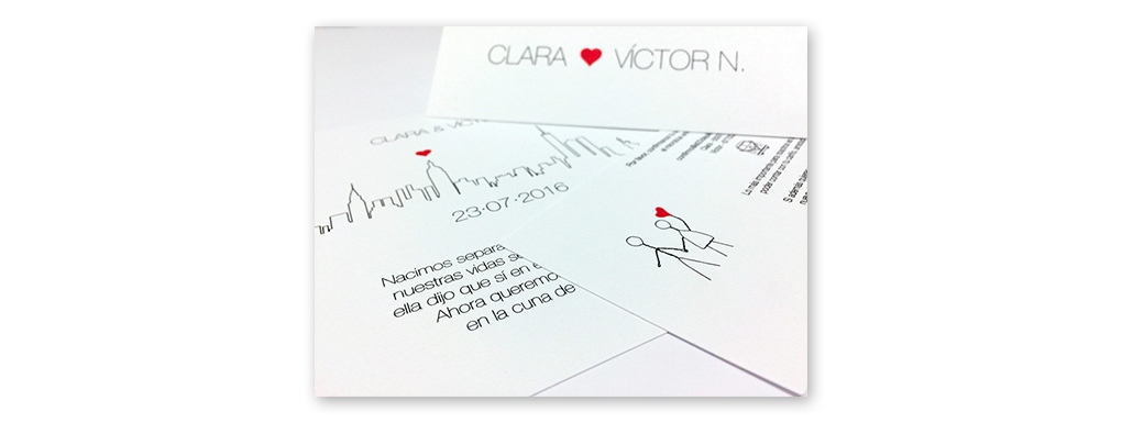 Invitación de boda de Clara y Víctor